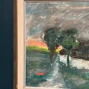Original Danish Oil on Panel – “Landskap med hus” by Kai Nielsen – Signed – Vintage & Framed
