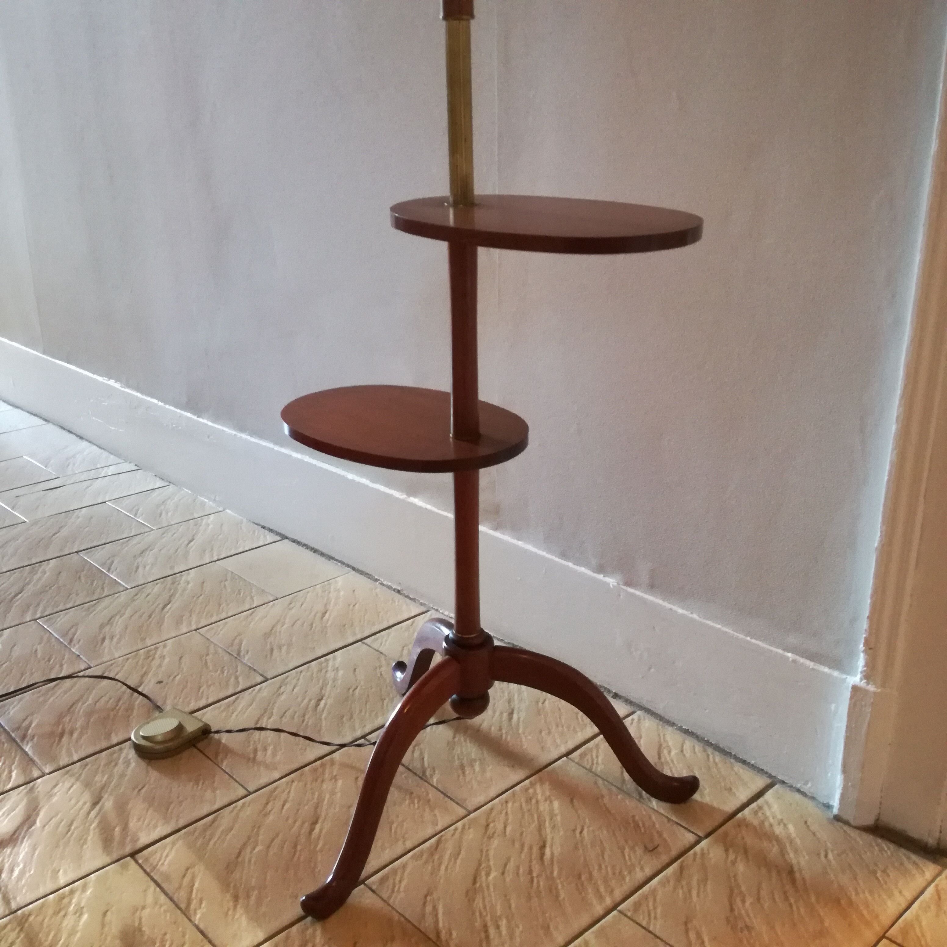 Wooden tripod floor lamp 1950