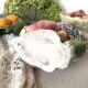Italian barbotine pitcher Rabbit and fruits