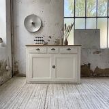 Meuble de métier enfilade patine blanche