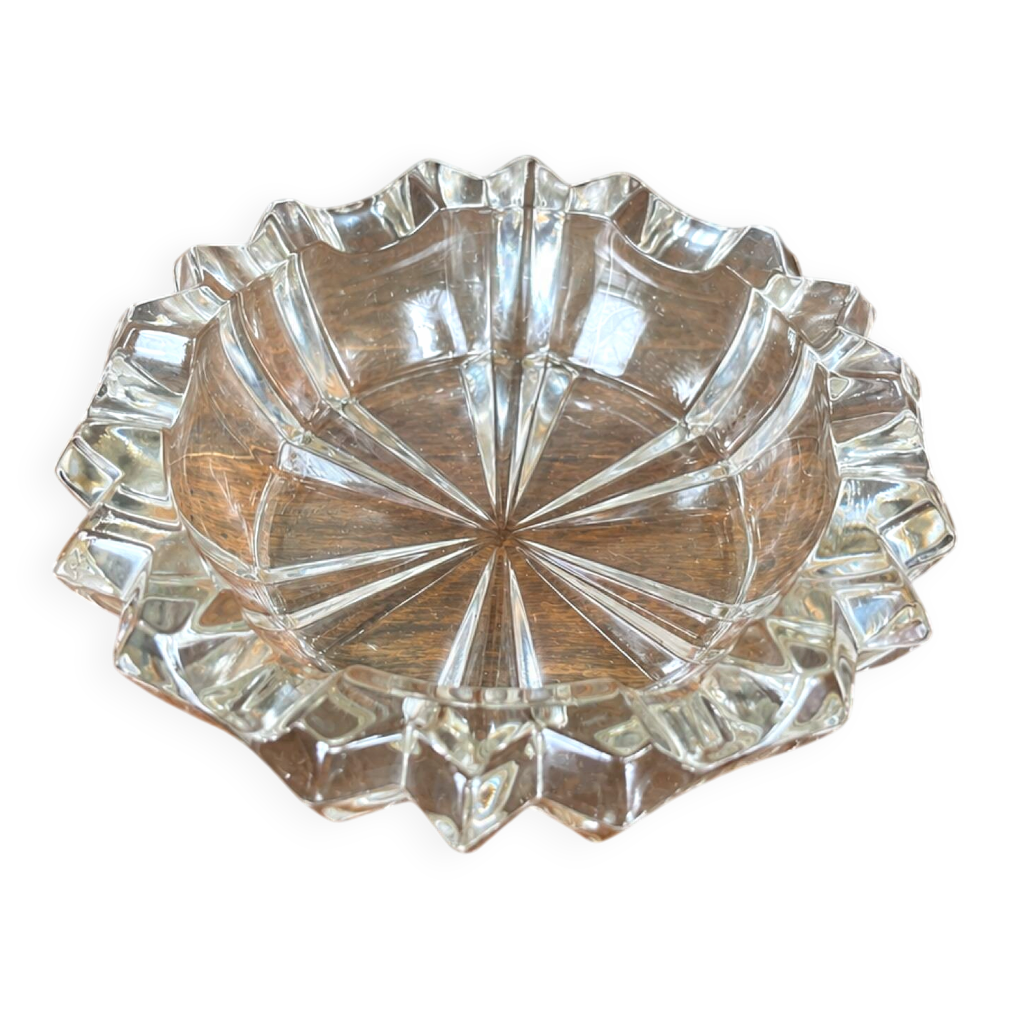 Vintage glass ashtray with star decoration