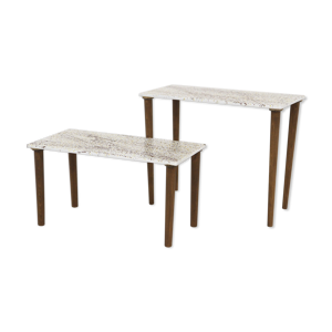 Set de 2 tables en émail, Suède,