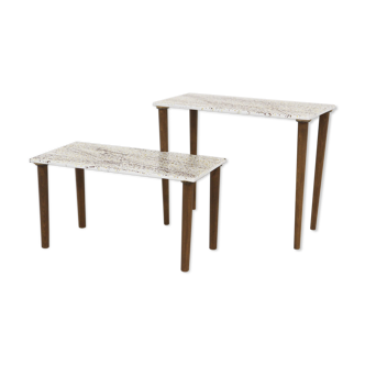 Set de 2 tables en émail, Suède, 1970