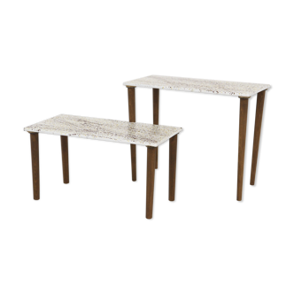 Set of 2 enamel tables, Sweden, 1970