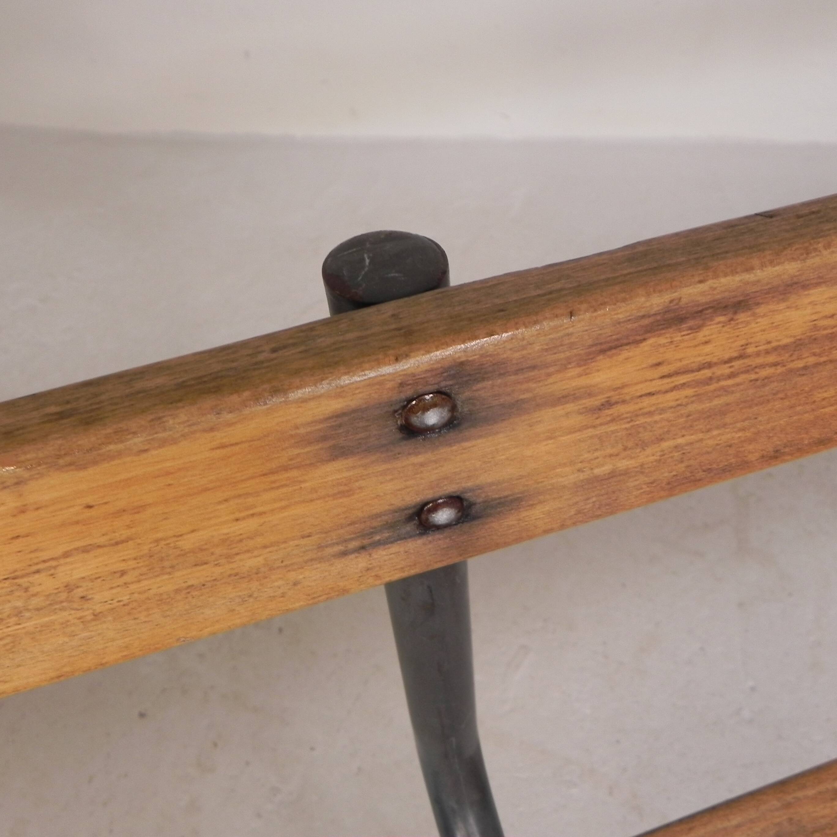 Industrial slatted bench from a French school, 1960s.