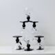 Huit verres à boire en verre noir et transparent – Style postmoderne Memphis, verrerie italienne vintage des années 1980