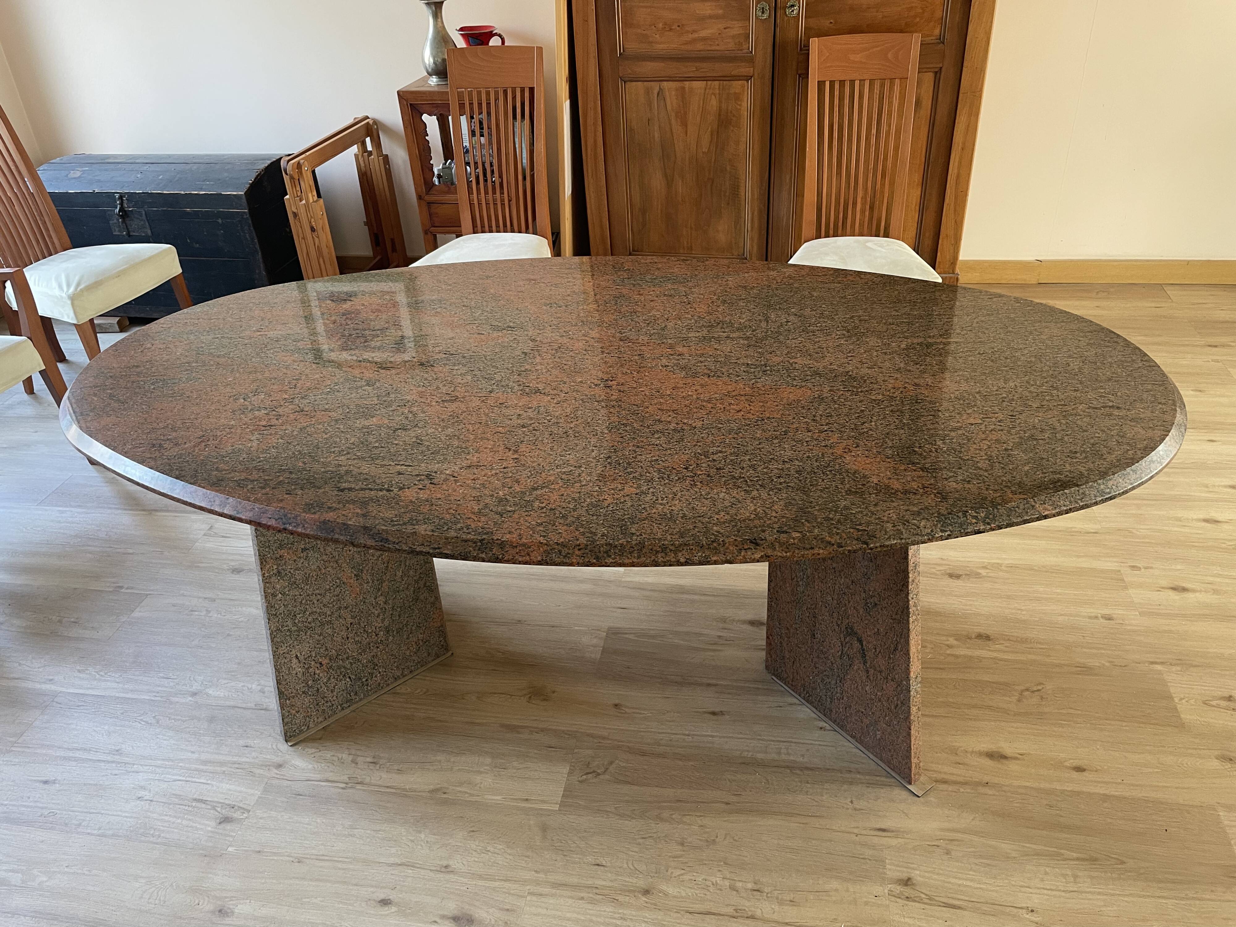 1990s oval granite dining table