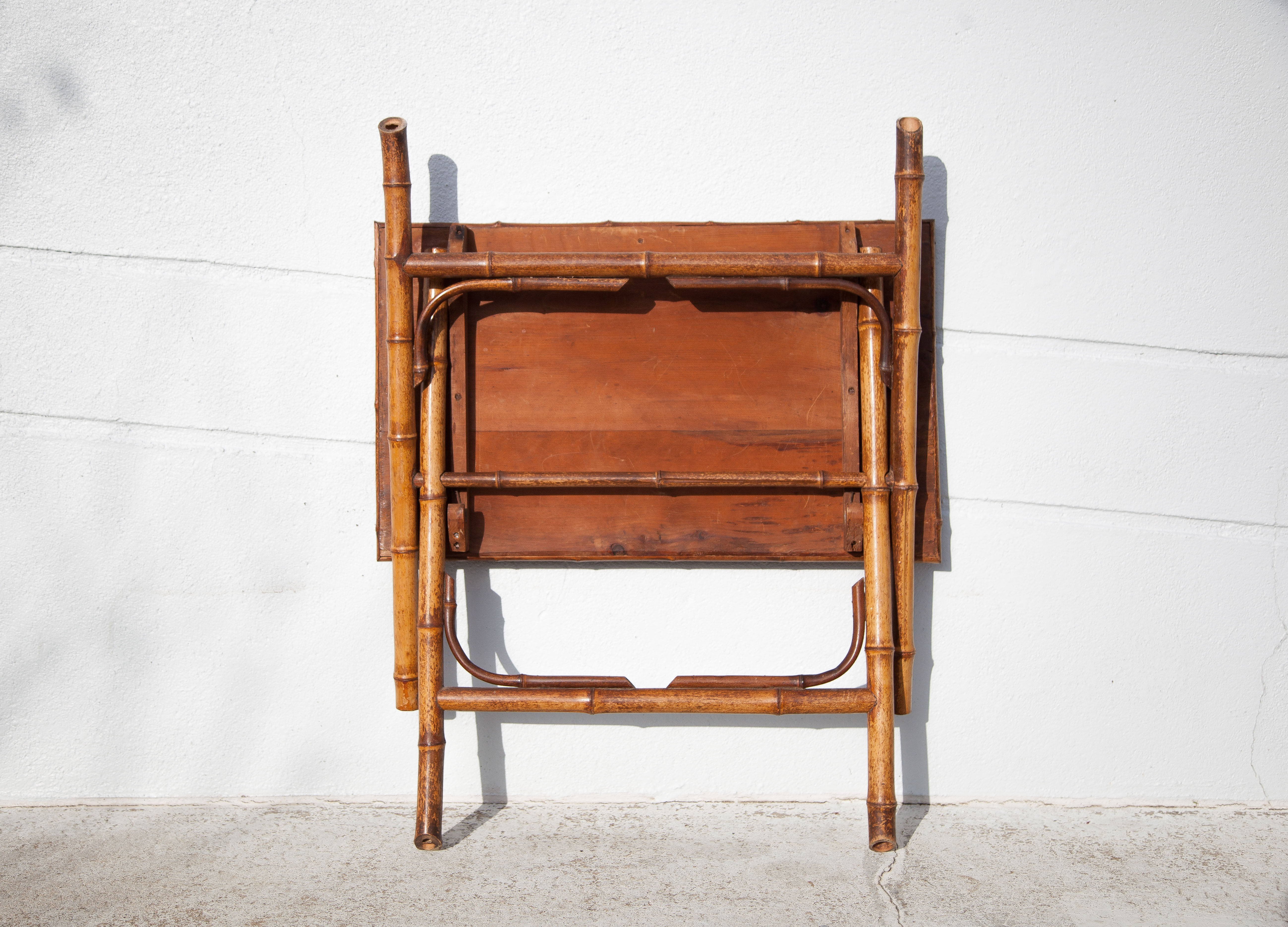 Folding bamboo table side table colonial style table, veranda, patio, interior decor