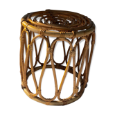 Pouf en rotin vintage 1970