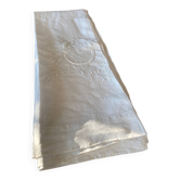 Drap en lin monogramme OB et broderie