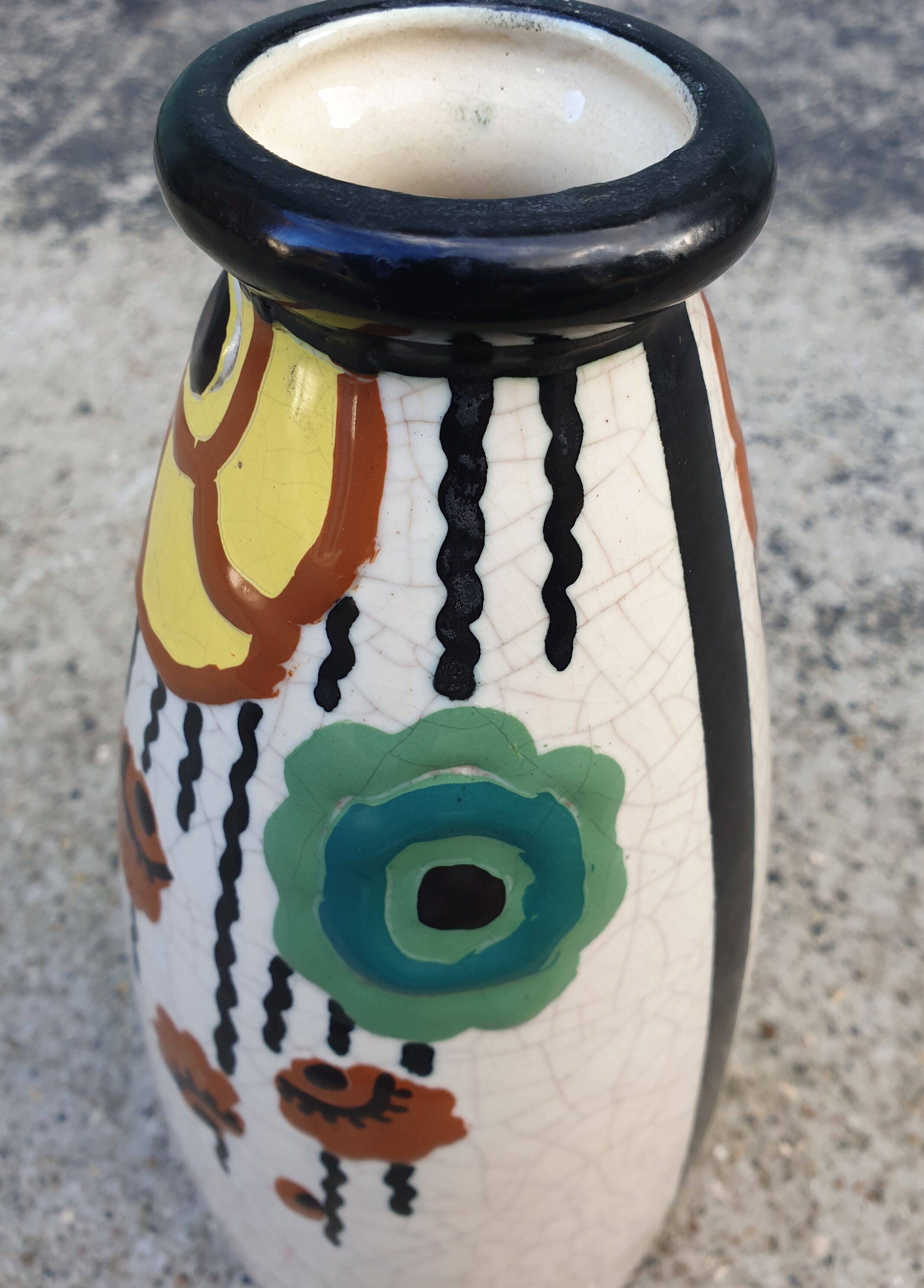Art Deco cracked ceramic vase