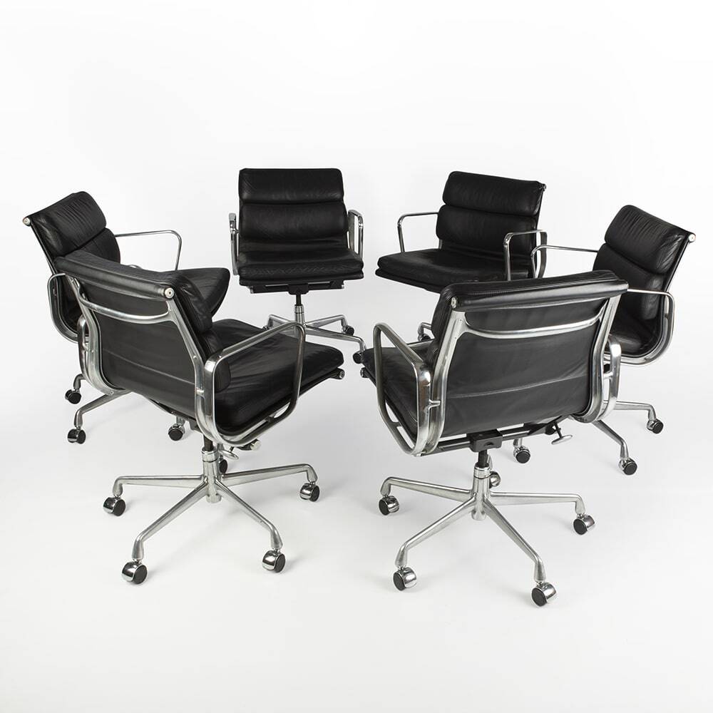 Black Set (6) Herman Miller Original Eames EA435 ‘Soft Pad’ Desk Aluminium