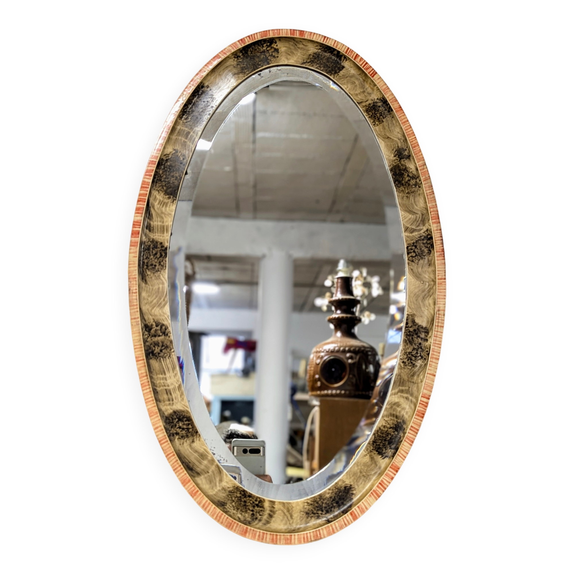 Oval wooden mirror 67x41cm