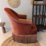 Fauteuil crapaud velours rose