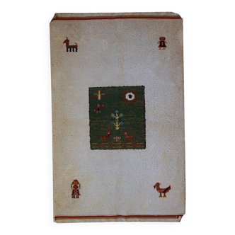 Tapis vintage fait main Gabbeh du Moyen-Orient 140cm x 215cm (années 1960)