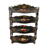 Wall shelf Napoleon III in blackened wood decorated with flowers.