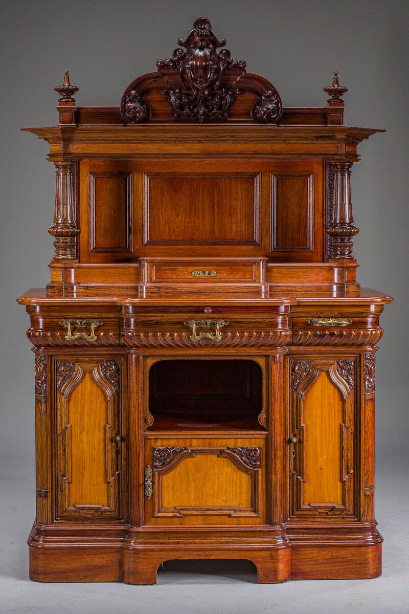 Buffet néo-baroque allemand en noyer et acajou, années 1890