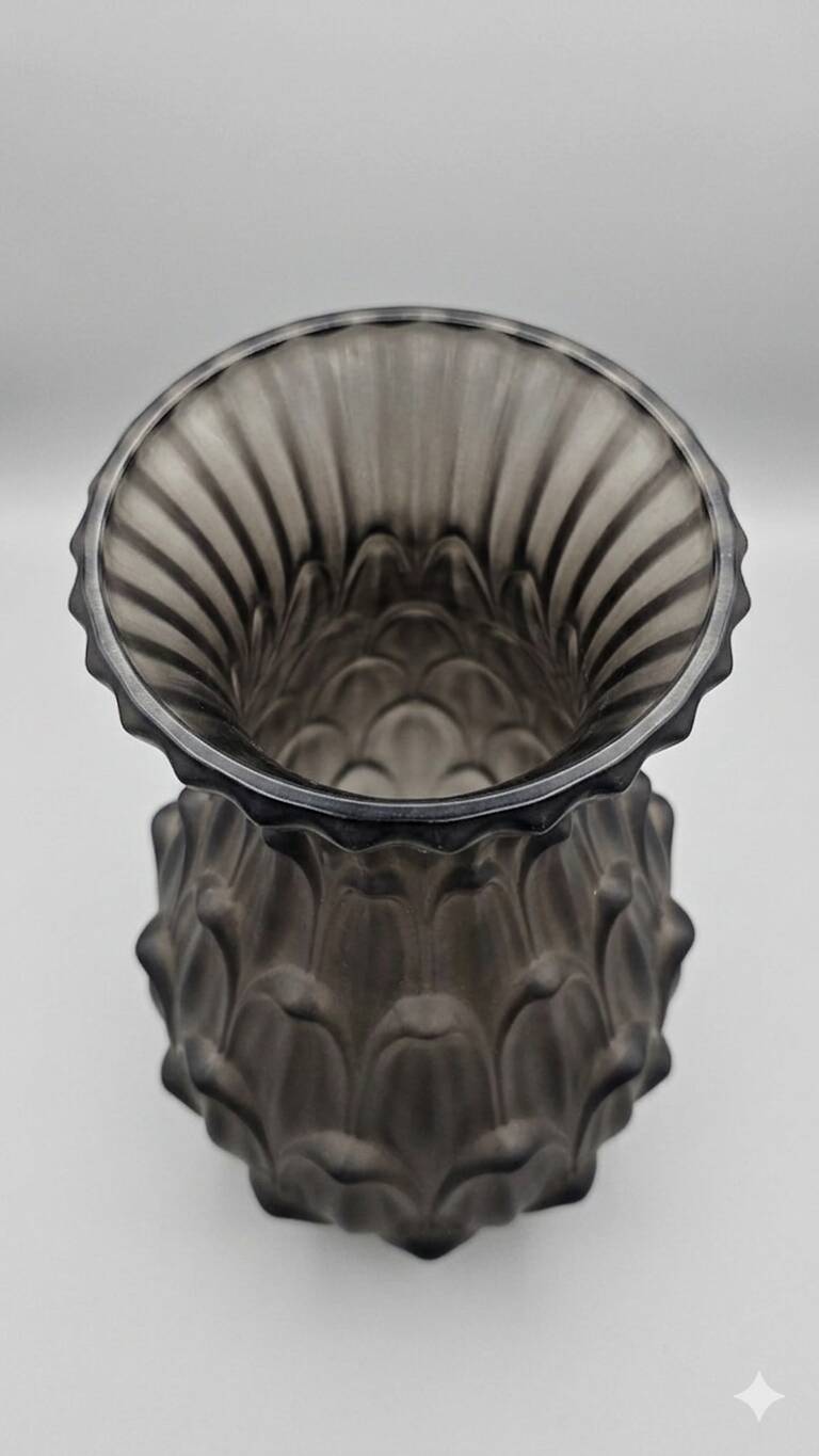 Large Art Deco vase in smoked frosted glass