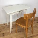 White wood desk foot compass