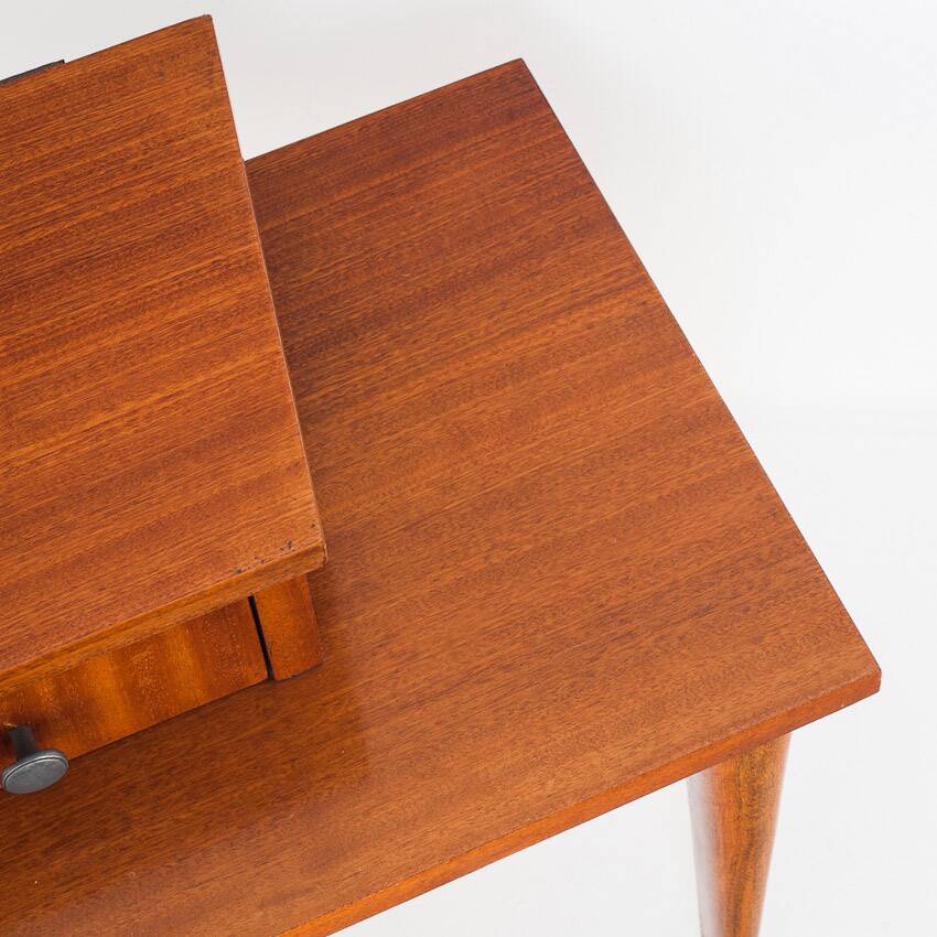 Vintage bedside table. Varnished wood. France, 1960s.