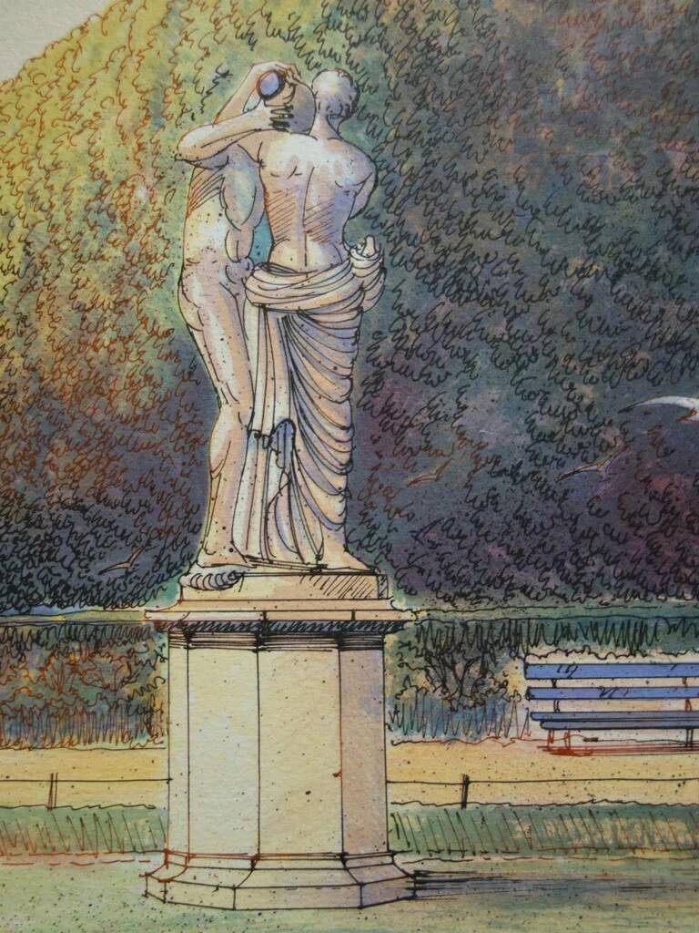 Rolf RAFFLEWSKI: Garden of Paris with a Kiss, original signed lithograph