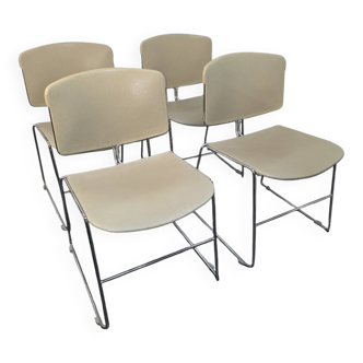 4 chaises Max Stacker en métal chromé des années 70