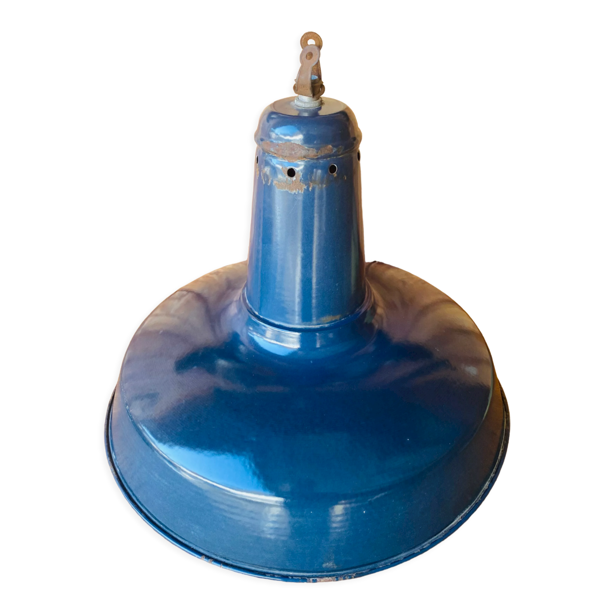 Workshop suspension in blue enamelled sheet metal white interior