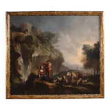Great 18th century Italian painting, landscape with pastoral scene