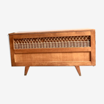 Wooden toy chest and rattan