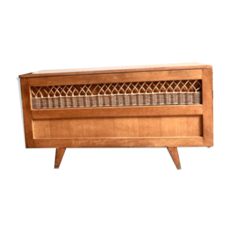 Wooden toy chest and rattan