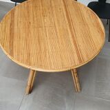 Table à manger en rotin des années 60