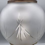 Hollywood Regency bedside lamp in gold metal with a glass globe.