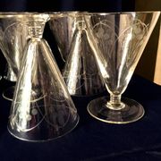 Set of 10 engraved glass water glasses from the 1930s 1940s tabletop art