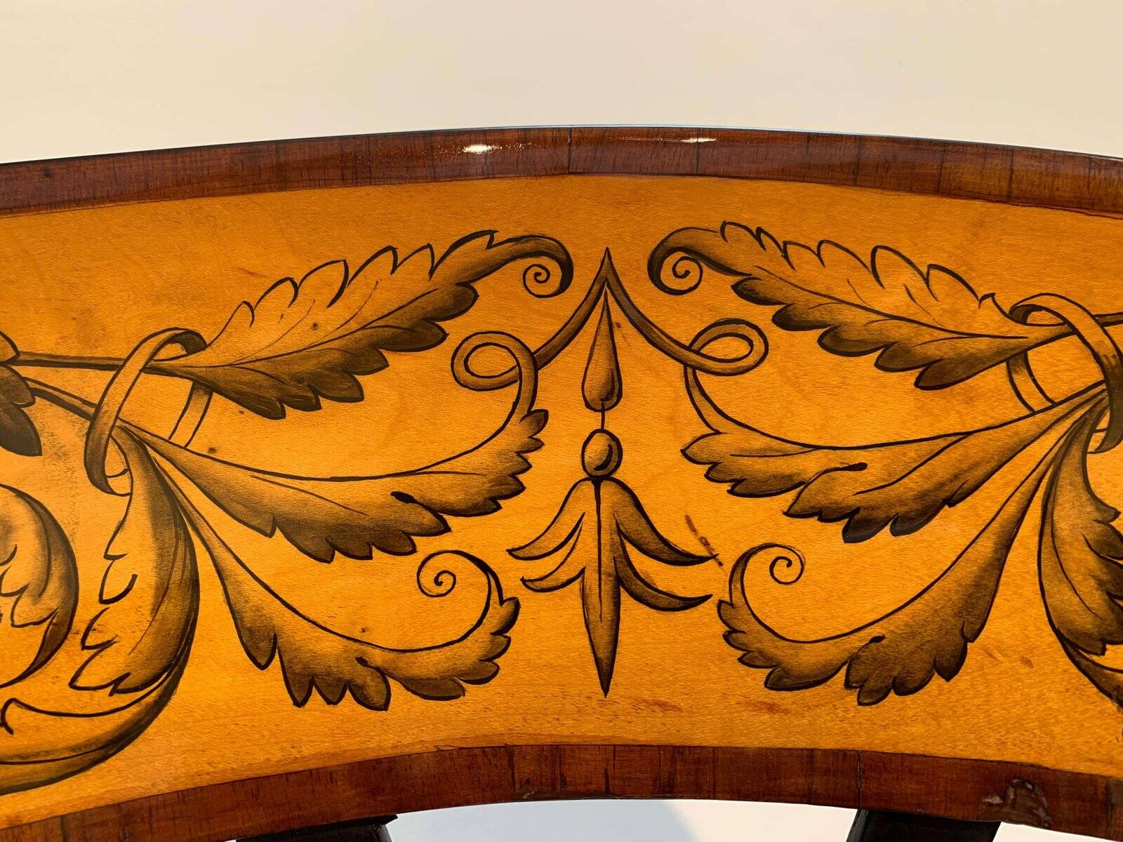 Set of Pair of Biedermeier Shovel Chairs, Walnut, Ink Painting, South Germany, 1830s