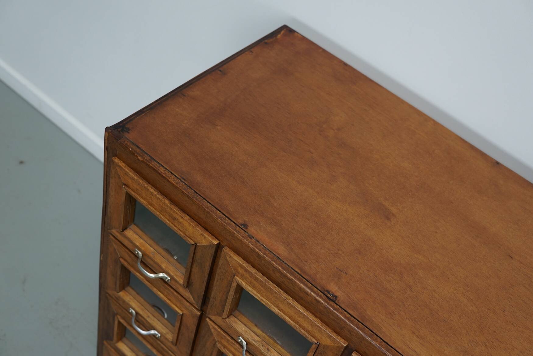 Vintage Dutch Beech Haberdashery Shop Cabinet / Vitrine, 1950s