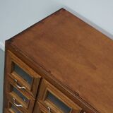 Vintage Dutch Beech Haberdashery Shop Cabinet / Vitrine, 1950s