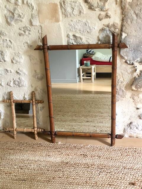 Large bamboo mirror from the 1950s