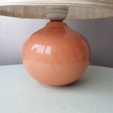 Ceramic lamp with pleated fabric lampshade, 80s