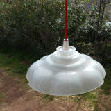 Suspension ancienne, abat jour en verre, luminaire vintage