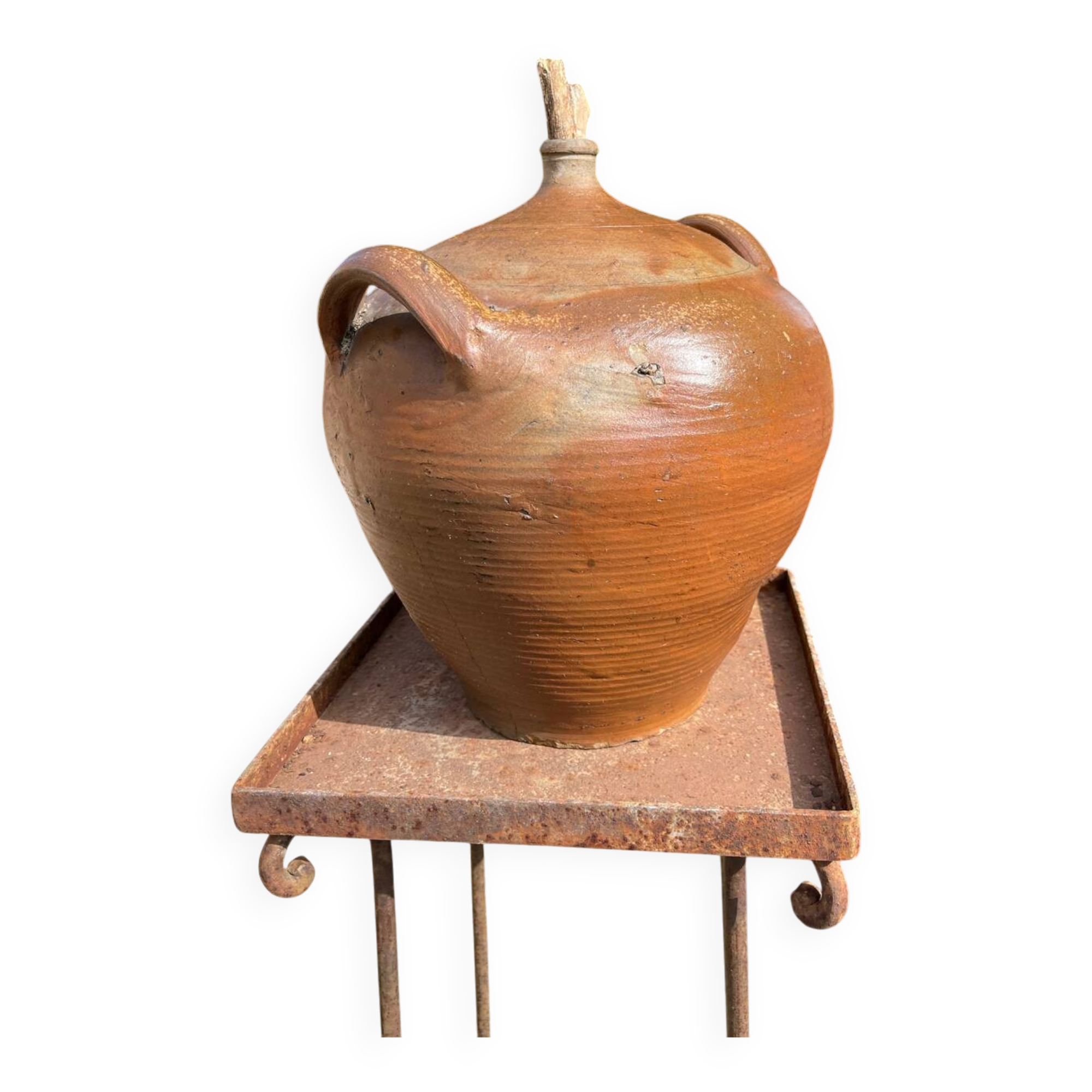 Ancient terracotta pottery jar