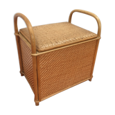 Vintage bench chest in braided rattan
