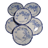 6 flat plates with floral decoration, T. de fer.