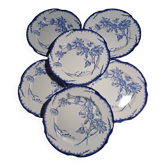 6 assiettes plates décor floral T. de fer