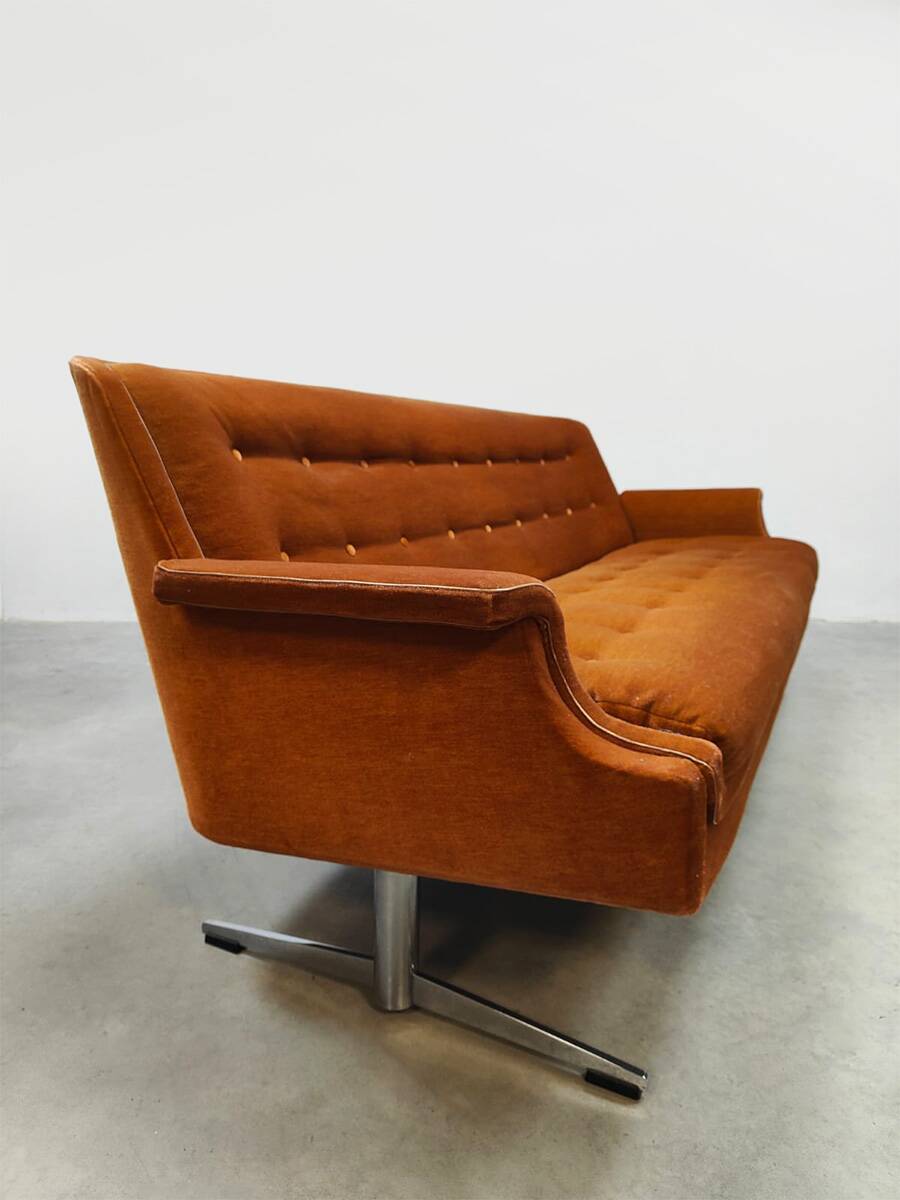 Midcentury lounge set swivel armchairs & sofa 'Madmen style'