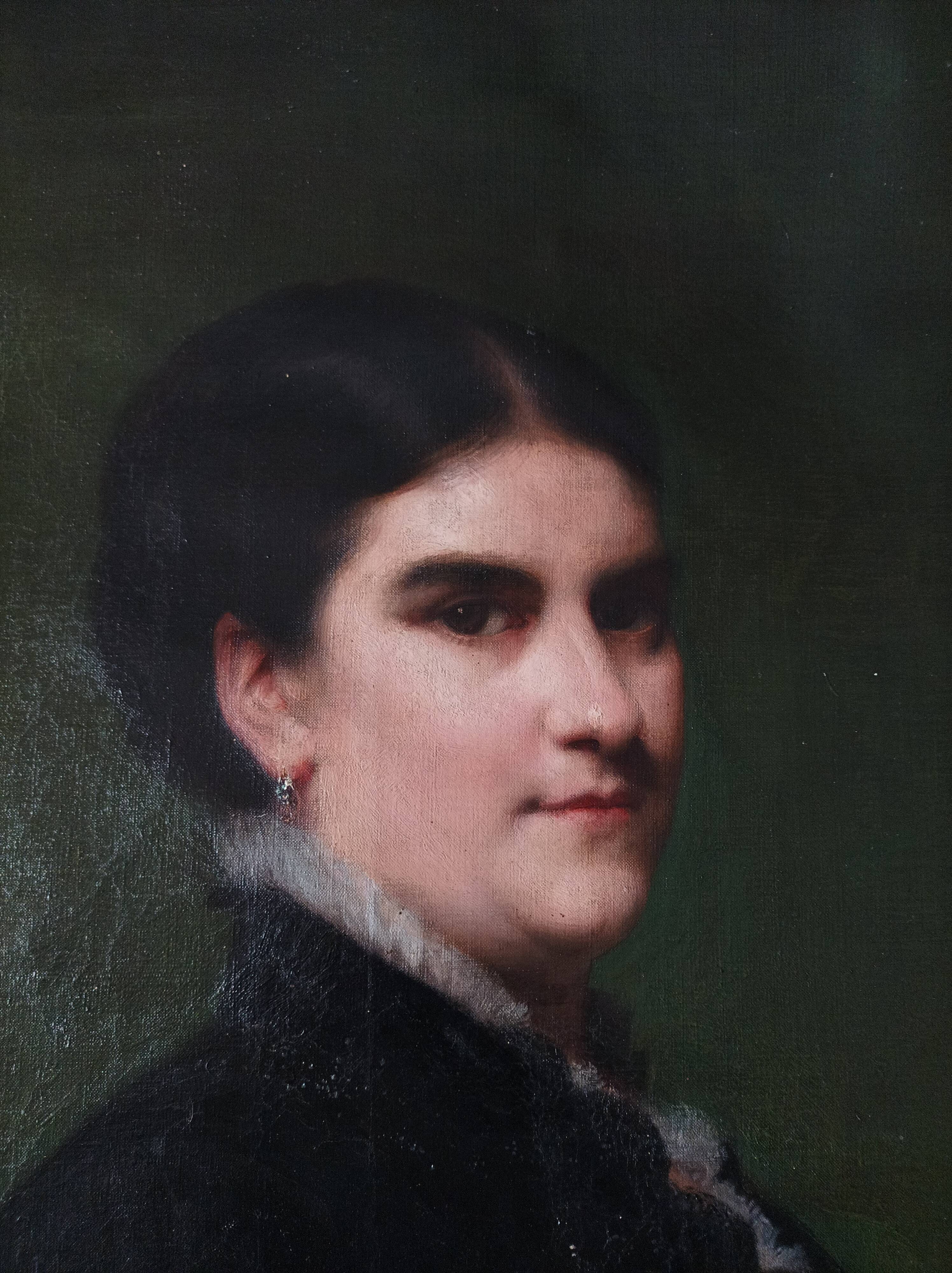 Emile levy (1826-1890) oil on canvas portrait of a woman