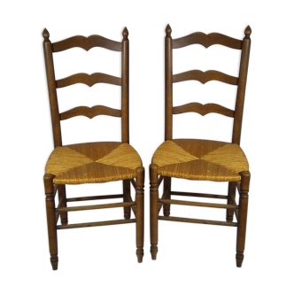 Paire de chaises artisanales fin des années 70