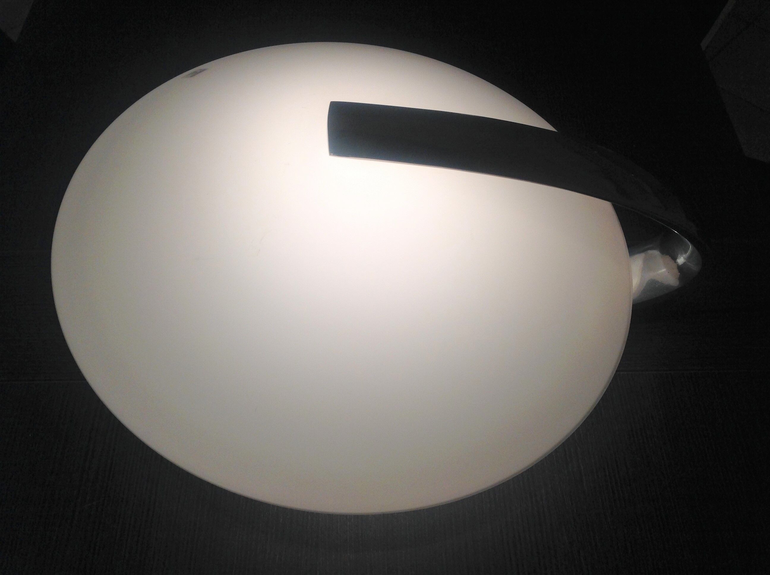 Circular frosted glass wall lamp and aluminum headband by Vetri Murano, vintage 70s-80s