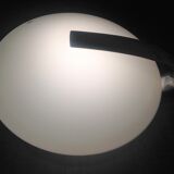 Circular frosted glass wall lamp and aluminum headband by Vetri Murano, vintage 70s-80s