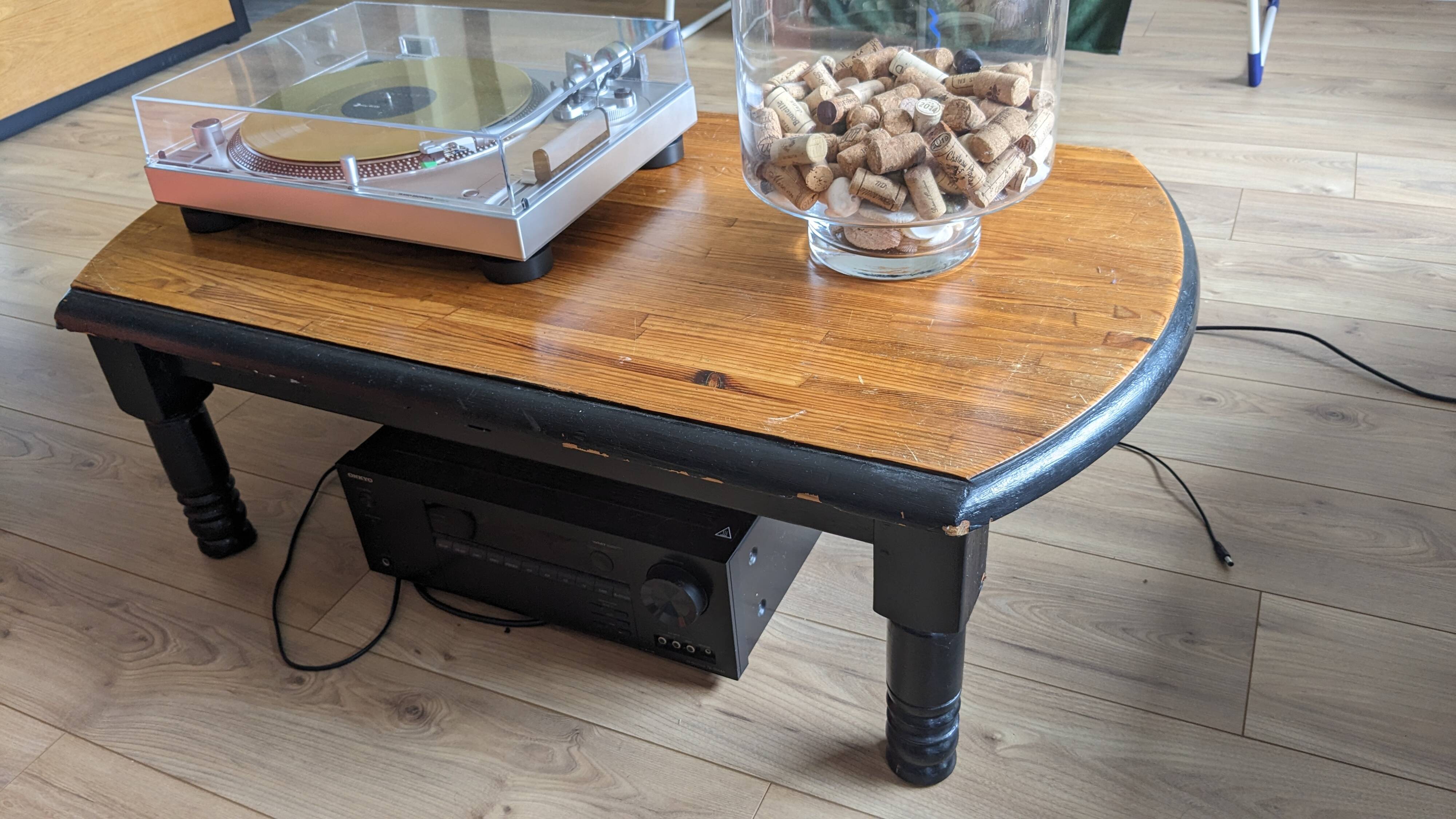 Old black and wood coffee table