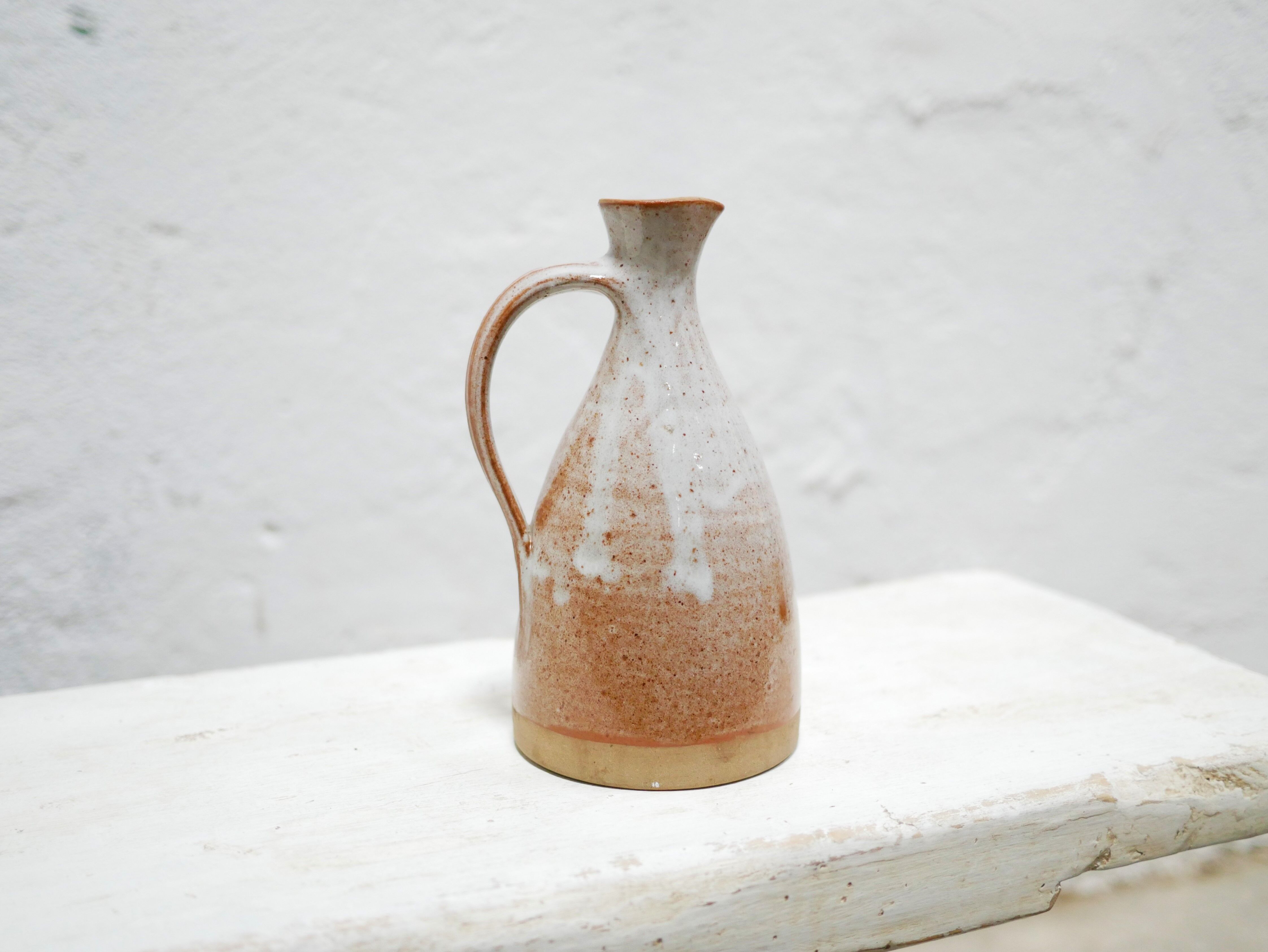 Vintage stoneware decanter by roger jacques, saint amand